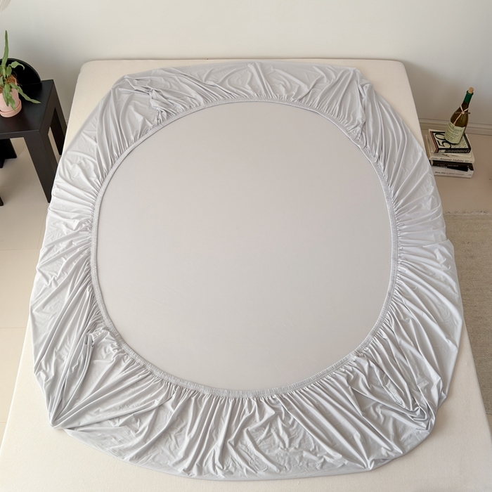 91家纺网 家纺一手货源 找家纺 法芙娜家纺 2026新款纯色165克双面锦氨凉感冰皮床笠 灰色