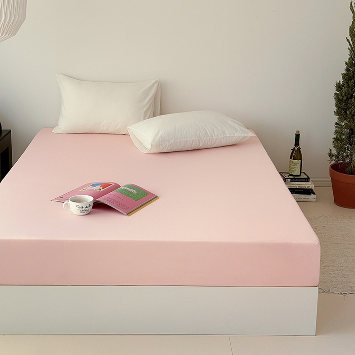 91家纺网 家纺一手货源 找家纺 法芙娜家纺 2026新款纯色165克双面锦氨凉感冰皮床笠 粉色