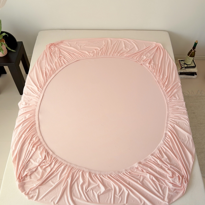 91家纺网 家纺一手货源 找家纺 法芙娜家纺 2026新款纯色165克双面锦氨凉感冰皮床笠 粉色