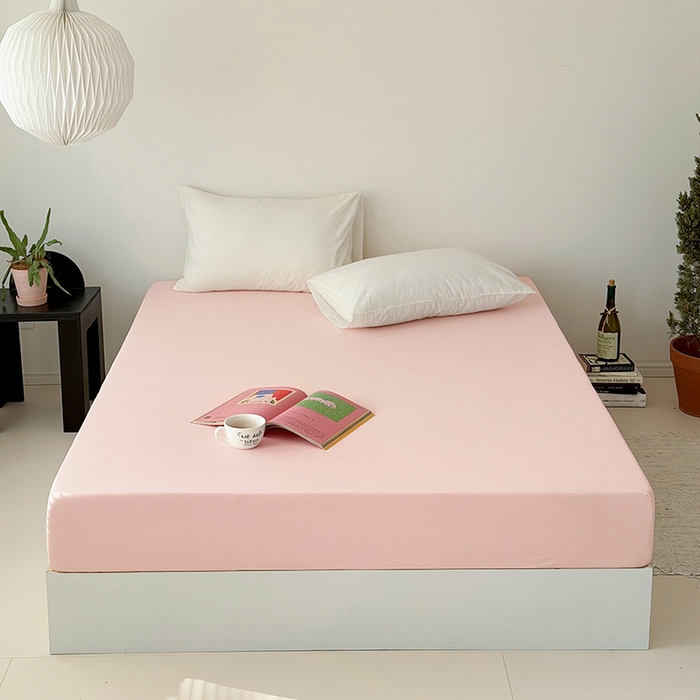 91家纺网 家纺一手货源 找家纺 法芙娜家纺 2026新款纯色165克双面锦氨凉感冰皮床笠 粉色