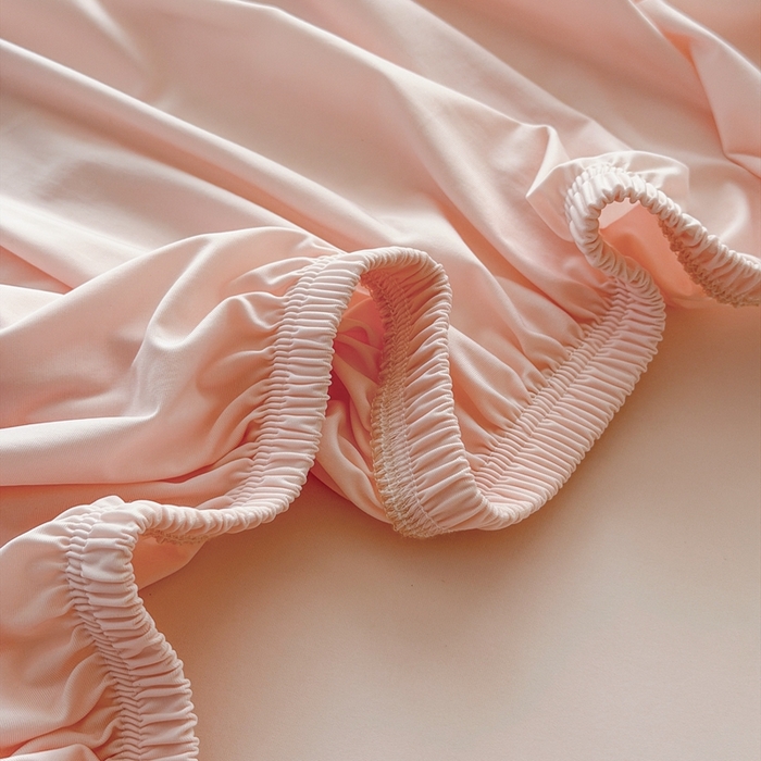 91家纺网 家纺一手货源 找家纺 法芙娜家纺 2026新款纯色165克双面锦氨凉感冰皮床笠 粉色