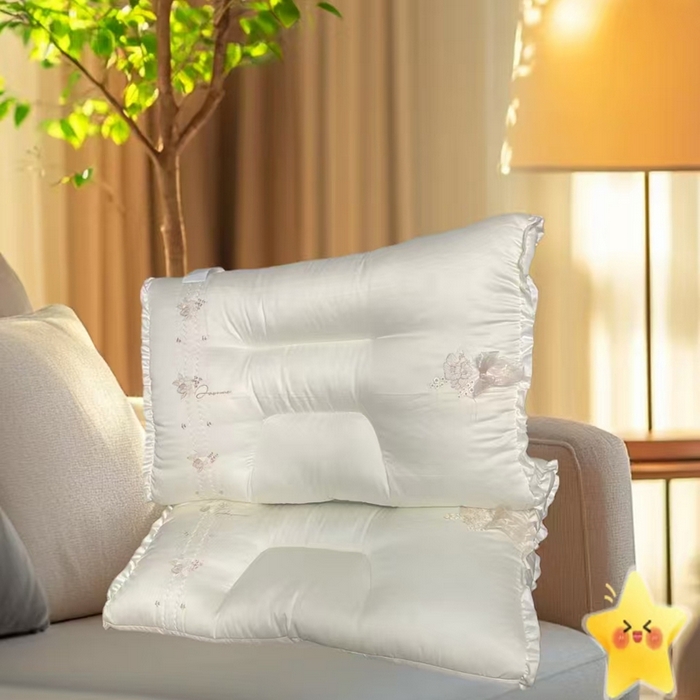 91家纺网 家纺一手货源 找家纺 （总）云熙枕业 2026新款贡缎蝴蝶绣花款羽丝护颈枕