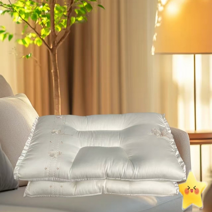 （总）云熙枕业 2026新款贡缎蝴蝶绣花款羽丝护颈枕