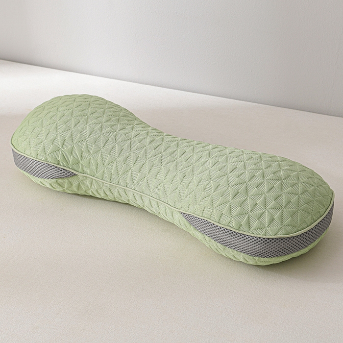 91家纺网 家纺一手货源 找家纺 小桃姐家纺 2025新款凉感冰丝苦荞骨形护颈枕 枕头枕芯 凉感冰丝苦荞骨形护颈枕-绿色