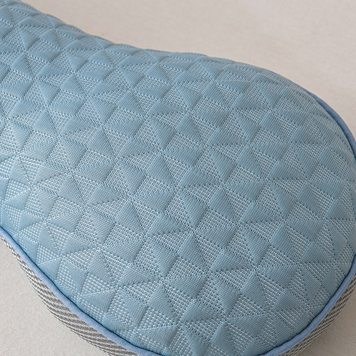 91家纺网 家纺一手货源 找家纺 小桃姐家纺 2025新款凉感冰丝苦荞骨形护颈枕 枕头枕芯 凉感冰丝苦荞骨形护颈枕-蓝色