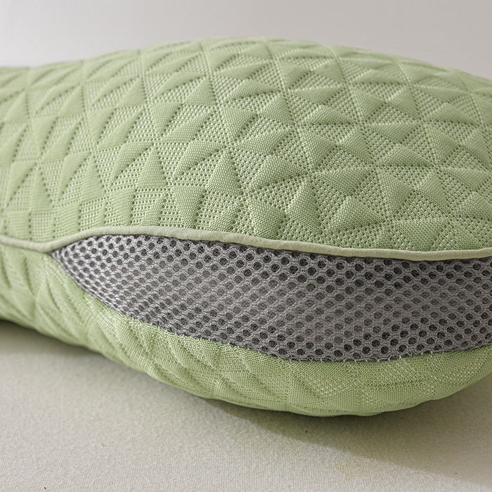 91家纺网 家纺一手货源 找家纺 小桃姐家纺 2025新款凉感冰丝苦荞骨形护颈枕 枕头枕芯 凉感冰丝苦荞骨形护颈枕-绿色