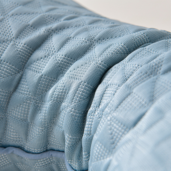 91家纺网 家纺一手货源 找家纺 小桃姐家纺 2025新款凉感冰丝苦荞骨形护颈枕 枕头枕芯 凉感冰丝苦荞骨形护颈枕-蓝色