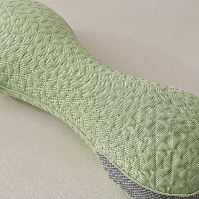 91家纺网 家纺一手货源 找家纺 小桃姐家纺 2025新款凉感冰丝苦荞骨形护颈枕 枕头枕芯 凉感冰丝苦荞骨形护颈枕-绿色