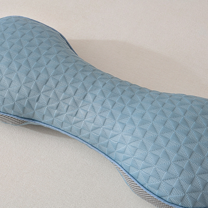 91家纺网 家纺一手货源 找家纺 小桃姐家纺 2025新款凉感冰丝苦荞骨形护颈枕 枕头枕芯 凉感冰丝苦荞骨形护颈枕-蓝色