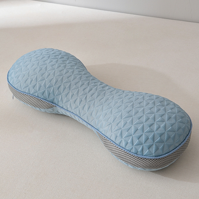 91家纺网 家纺一手货源 找家纺 小桃姐家纺 2025新款凉感冰丝苦荞骨形护颈枕 枕头枕芯 凉感冰丝苦荞骨形护颈枕-蓝色