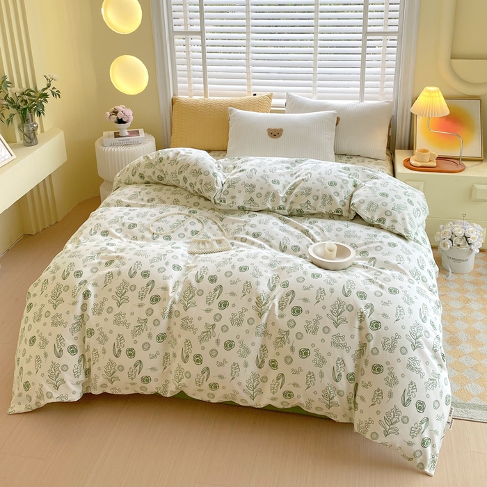 91家纺网 家纺一手货源 找家纺 春皖家纺 2026高端直播热卖非遗A类全棉老粗布加厚床单款三件套-工艺款单被套 浅韵绿