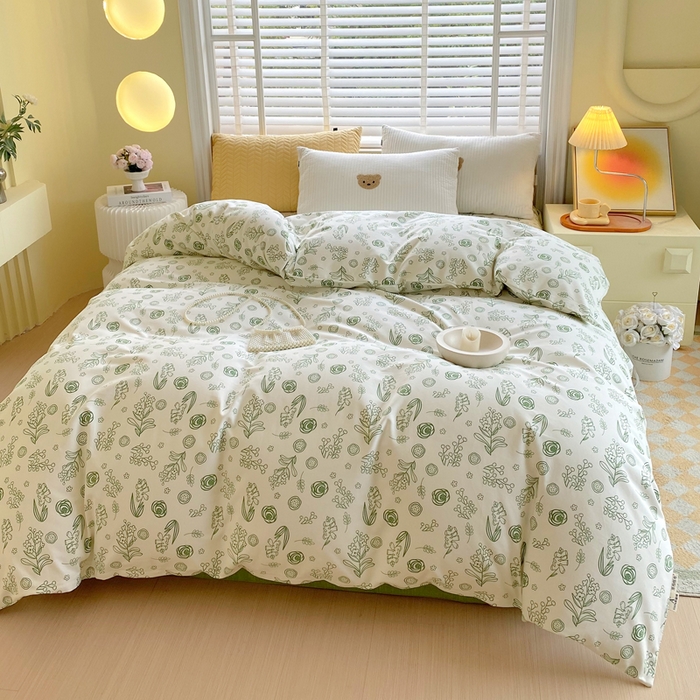 91家纺网 家纺一手货源 找家纺 春皖家纺 2026高端直播热卖非遗A类全棉老粗布加厚床单款三件套-工艺款单被套 浅韵绿