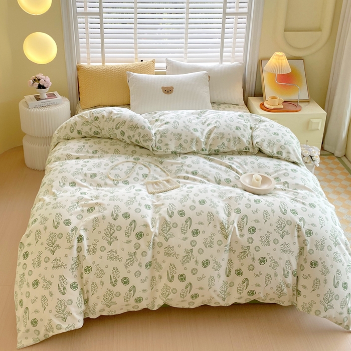 91家纺网 家纺一手货源 找家纺 春皖家纺 2026高端直播热卖非遗A类全棉老粗布加厚床单款三件套-工艺款单被套 浅韵绿