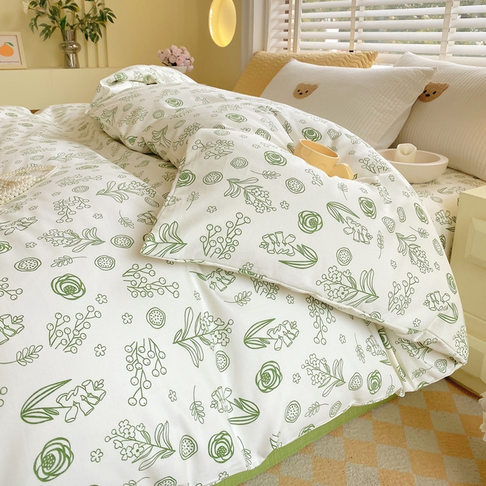 91家纺网 家纺一手货源 找家纺 春皖家纺 2026高端直播热卖非遗A类全棉老粗布加厚床单款三件套-工艺款单被套 浅韵绿