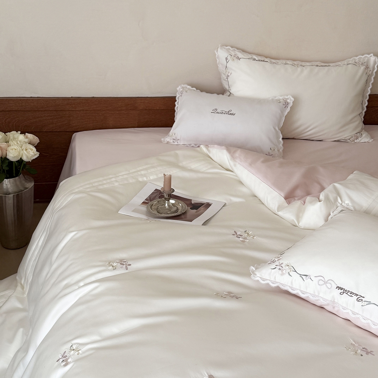 91家纺网 家纺一手货源 找家纺 （总）鹿班家居 2026春季新品100S长绒棉精密刺绣系列四件套-少女花栈（标准会员-20元）