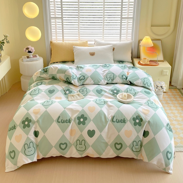 春皖家纺 2026高端直播热卖非遗A类全棉老粗布加厚床单款三件套-工艺款单被套 幸运