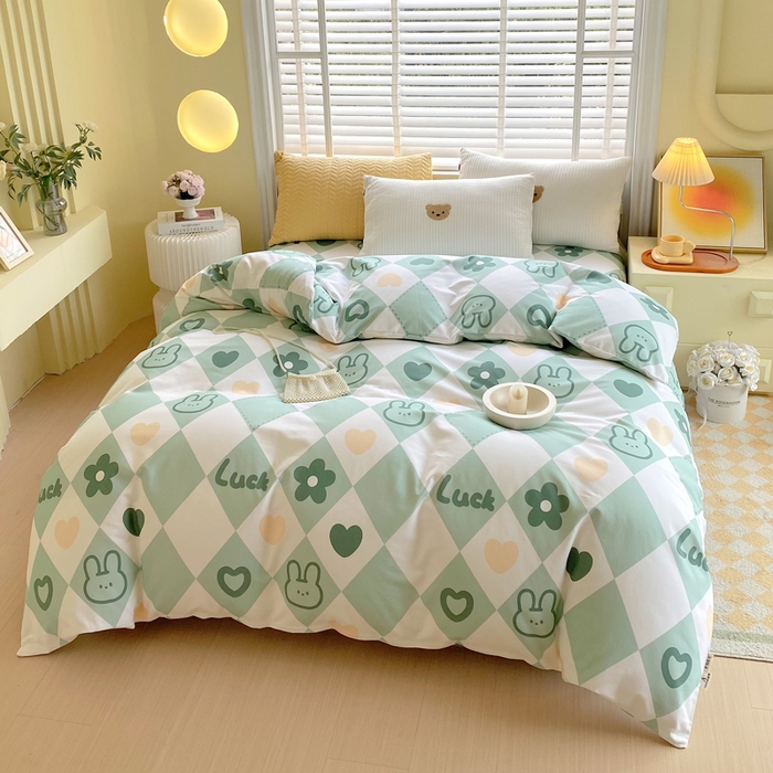 91家纺网 家纺一手货源 找家纺 春皖家纺 2026高端直播热卖非遗A类全棉老粗布加厚床单款三件套-工艺款单被套 幸运