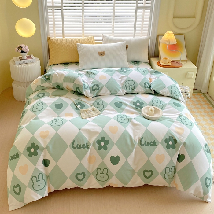 91家纺网 家纺一手货源 找家纺 春皖家纺 2026高端直播热卖非遗A类全棉老粗布加厚床单款三件套-工艺款单被套 幸运