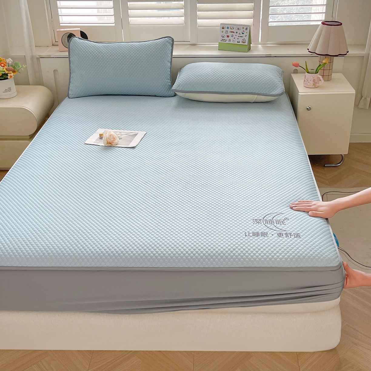 91家纺网 家纺一手货源 找家纺 （总）邵依家纺 2026新款A类冰豆豆凉席床笠款