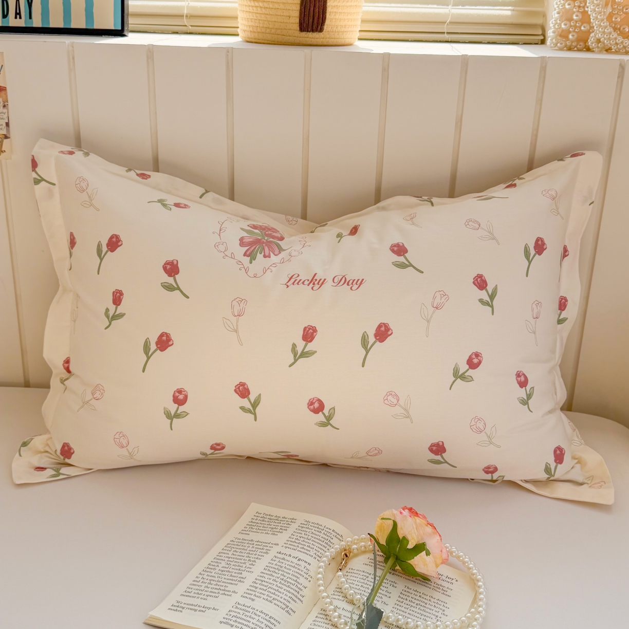 91家纺网 家纺一手货源 找家纺 百寐 2026新款13372全棉信封印花系列枕套 后花园