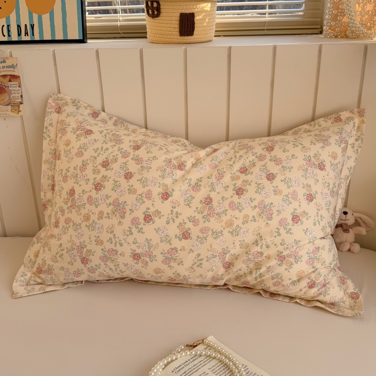 91家纺网 家纺一手货源 找家纺 百寐 2026新款13372全棉信封印花系列枕套 花季