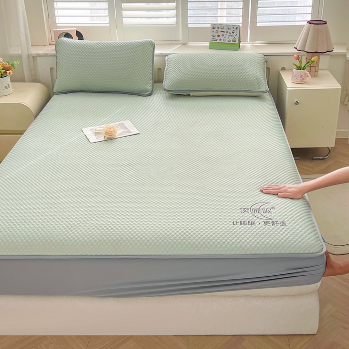 91家纺网 家纺一手货源 找家纺 邵依家纺 2026新款A类冰豆豆凉席床笠款 床笠-青提绿