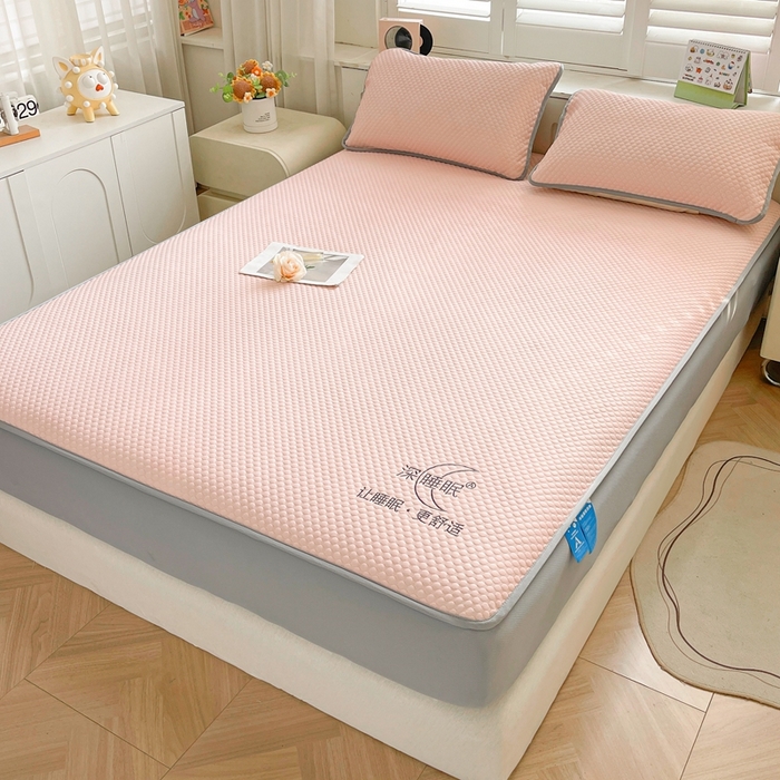 91家纺网 家纺一手货源 找家纺 邵依家纺 2026新款A类冰豆豆凉席床笠款 床笠-优雅粉