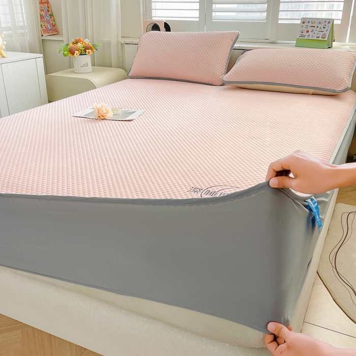 91家纺网 家纺一手货源 找家纺 邵依家纺 2026新款A类冰豆豆凉席床笠款 床笠-优雅粉