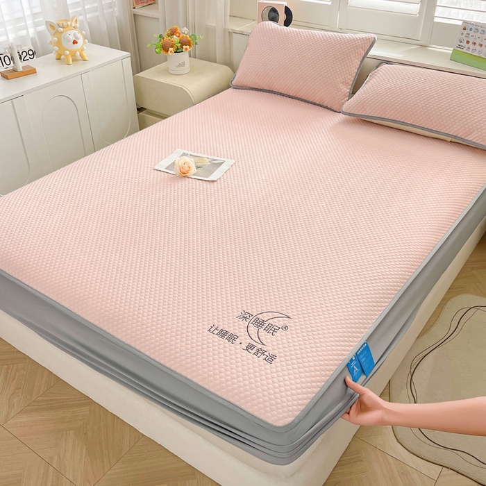 91家纺网 家纺一手货源 找家纺 邵依家纺 2026新款A类冰豆豆凉席床笠款 床笠-优雅粉