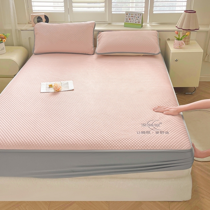 91家纺网 家纺一手货源 找家纺 邵依家纺 2026新款A类冰豆豆凉席床笠款 床笠-优雅粉