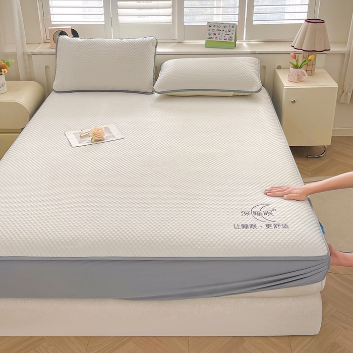 91家纺网 家纺一手货源 找家纺 邵依家纺 2026新款A类冰豆豆凉席床笠款 床笠清涧白