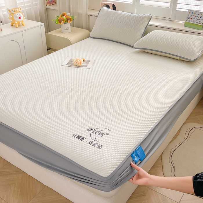 91家纺网 家纺一手货源 找家纺 邵依家纺 2026新款A类冰豆豆凉席床笠款 床笠清涧白