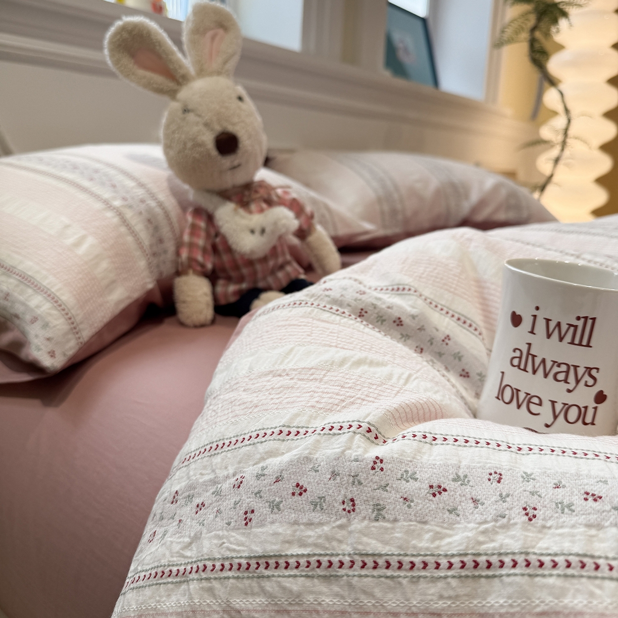 91家纺网 家纺一手货源 找家纺 珺柔家纺 2026新款A版色织提花B版水洗棉四件套 芳菲