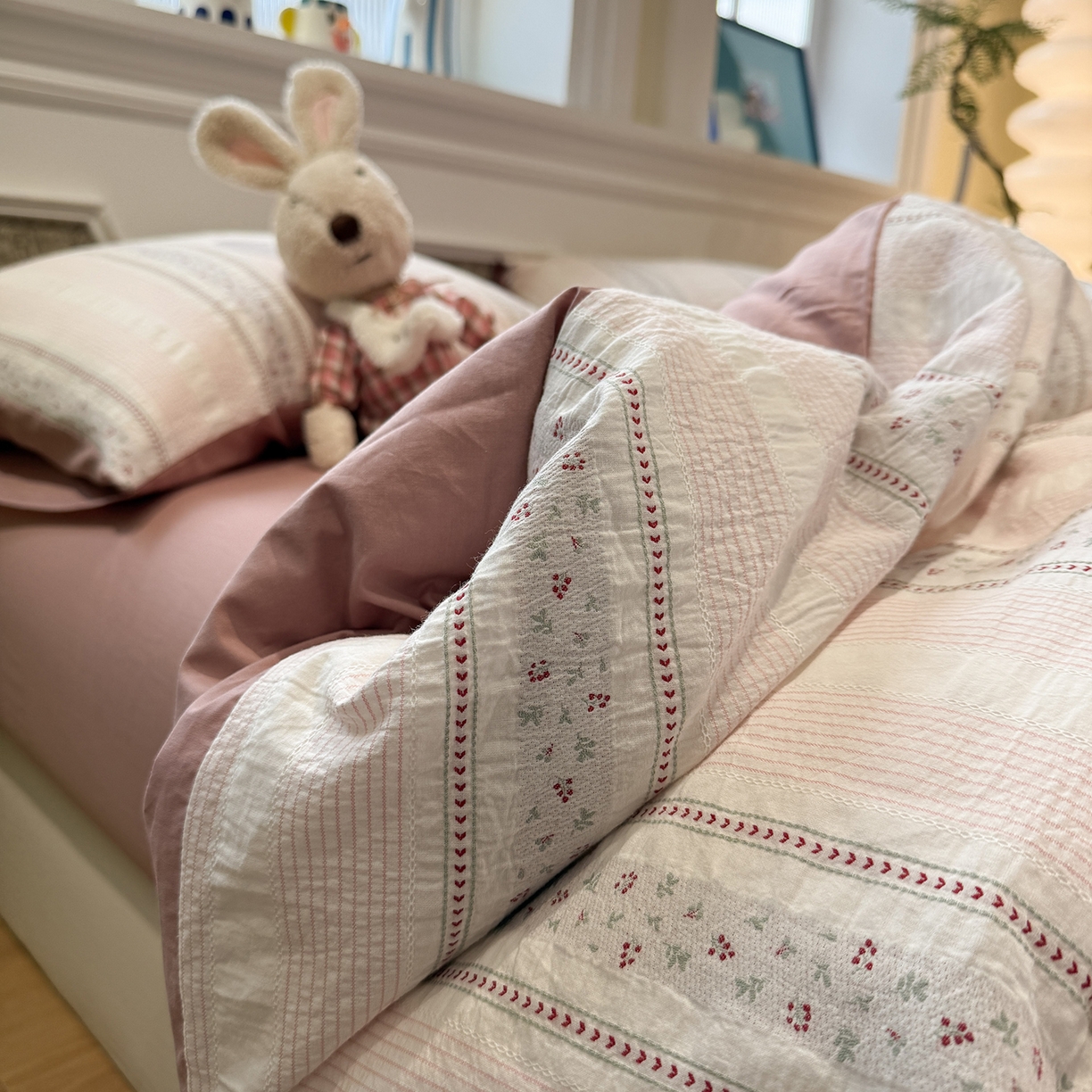 91家纺网 家纺一手货源 找家纺 珺柔家纺 2026新款A版色织提花B版水洗棉四件套 芳菲