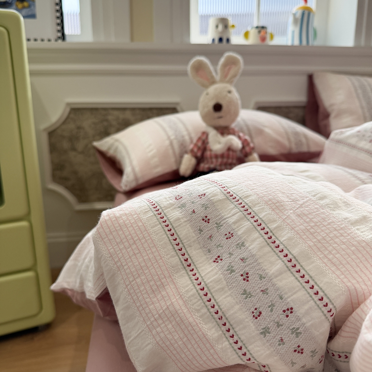 91家纺网 家纺一手货源 找家纺 珺柔家纺 2026新款A版色织提花B版水洗棉四件套 芳菲