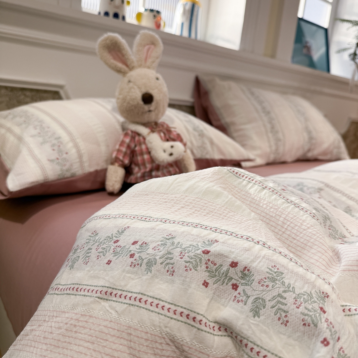 91家纺网 家纺一手货源 找家纺 珺柔家纺 2026新款A版色织提花B版水洗棉四件套 悠悠小花