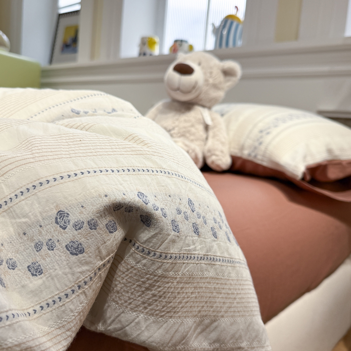 91家纺网 家纺一手货源 找家纺 珺柔家纺 2026新款A版色织提花B版水洗棉四件套 彼岸花