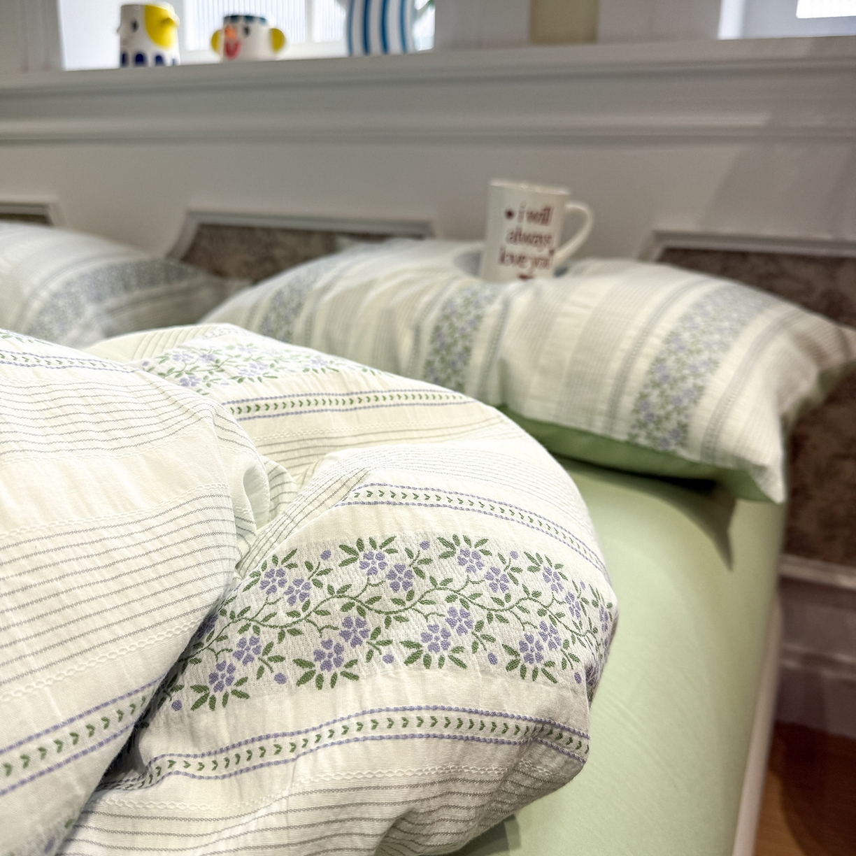 91家纺网 家纺一手货源 找家纺 珺柔家纺 2026新款A版色织提花B版水洗棉四件套 韶华