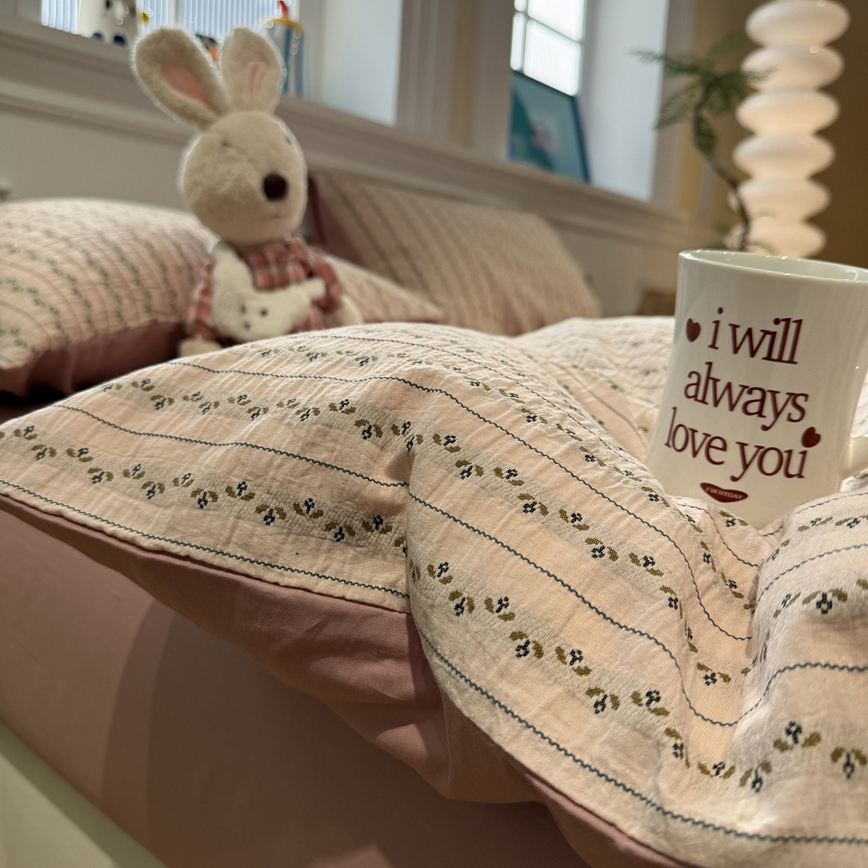 91家纺网 家纺一手货源 找家纺 珺柔家纺 2026新款A版色织提花B版水洗棉四件套 星梅