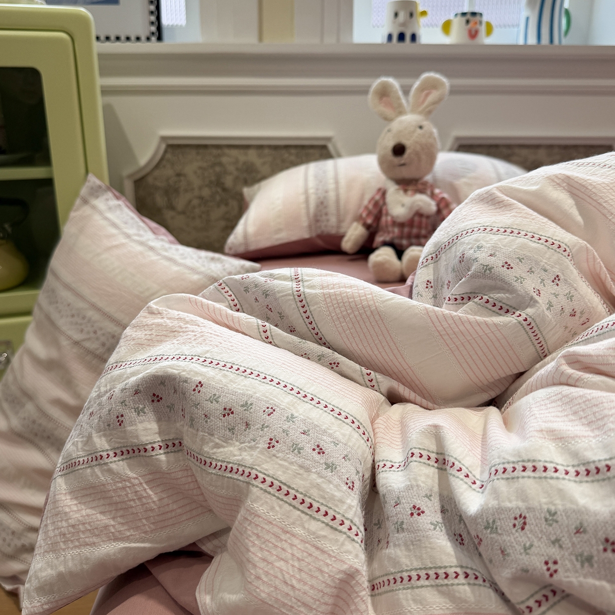 91家纺网 家纺一手货源 找家纺 珺柔家纺 2026新款A版色织提花B版水洗棉四件套 芳菲