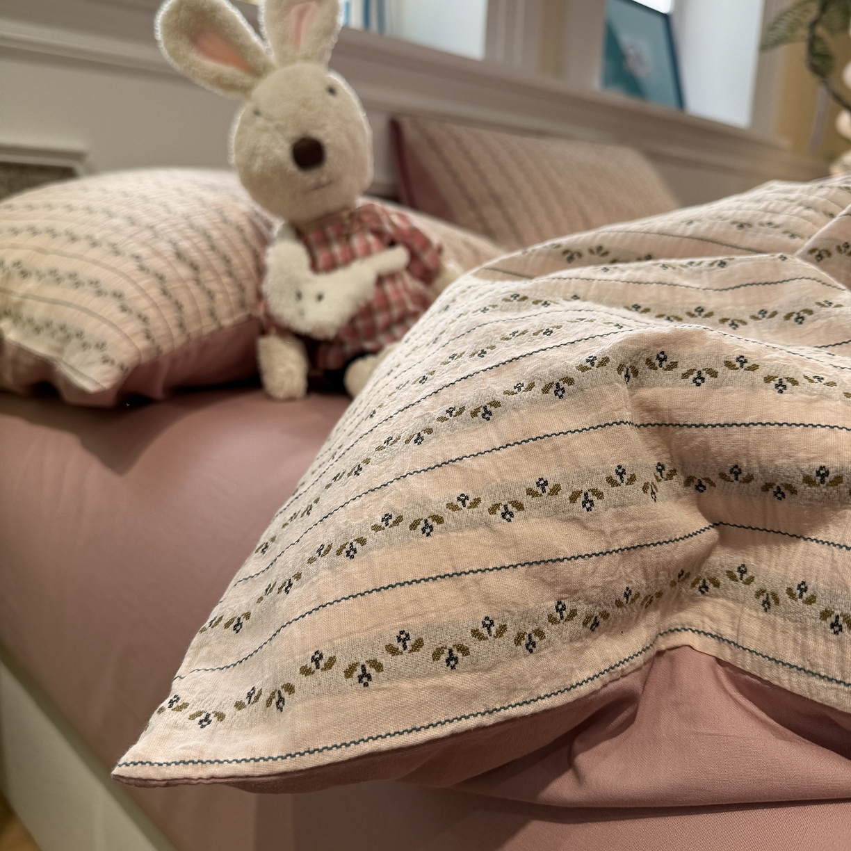 珺柔家纺 2026新款A版色织提花B版水洗棉四件套 星梅