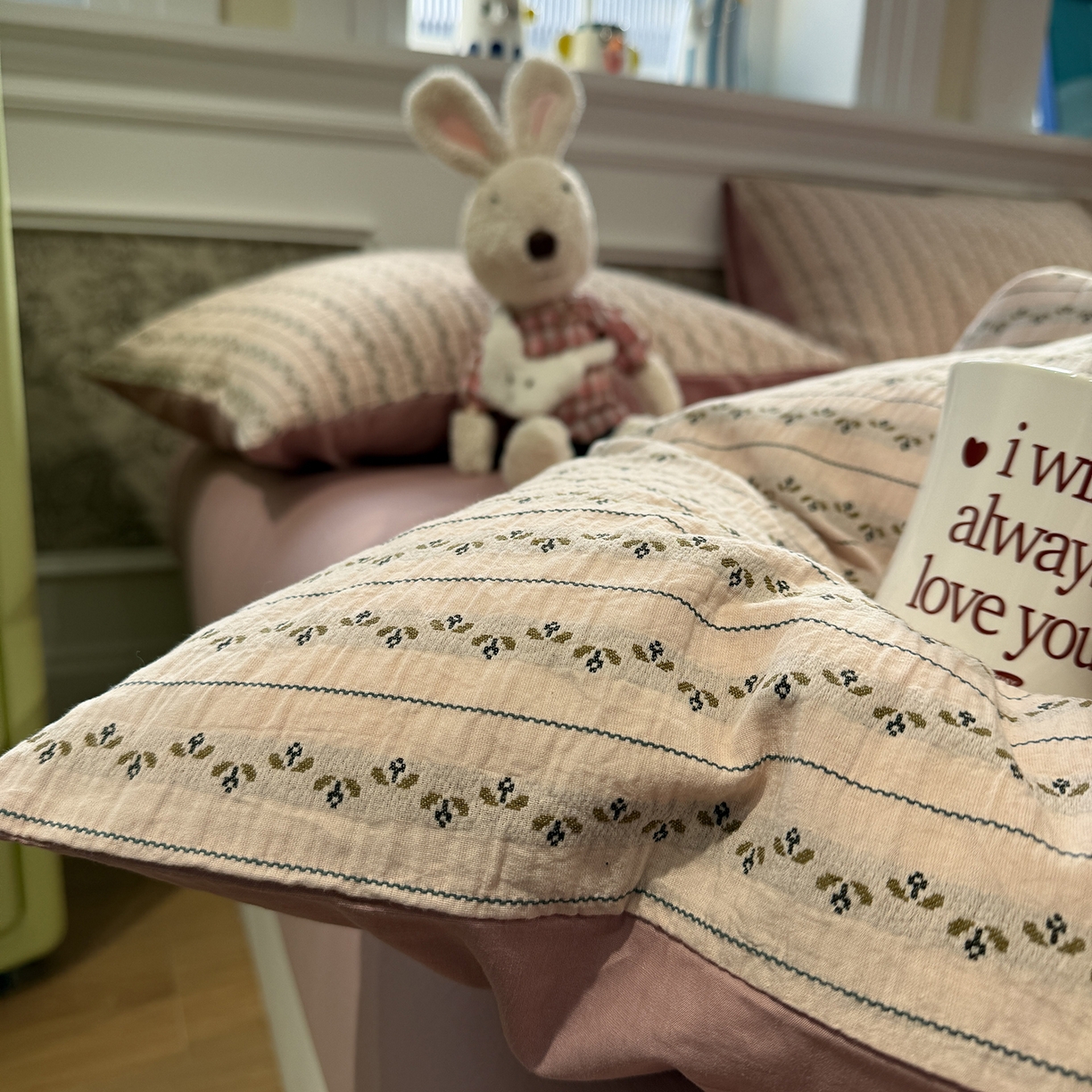 91家纺网 家纺一手货源 找家纺 珺柔家纺 2026新款A版色织提花B版水洗棉四件套 星梅