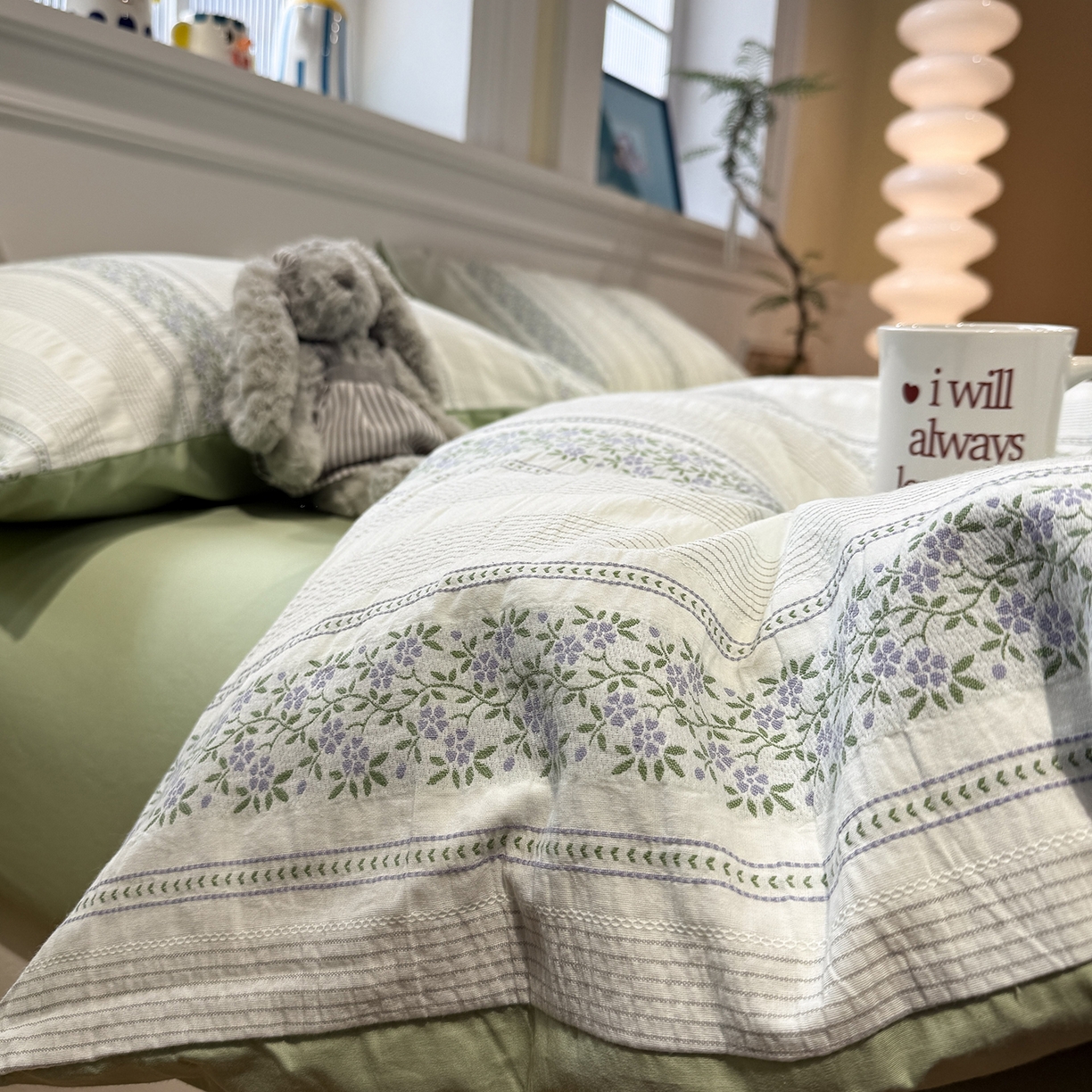 91家纺网 家纺一手货源 找家纺 珺柔家纺 2026新款A版色织提花B版水洗棉四件套 韶华