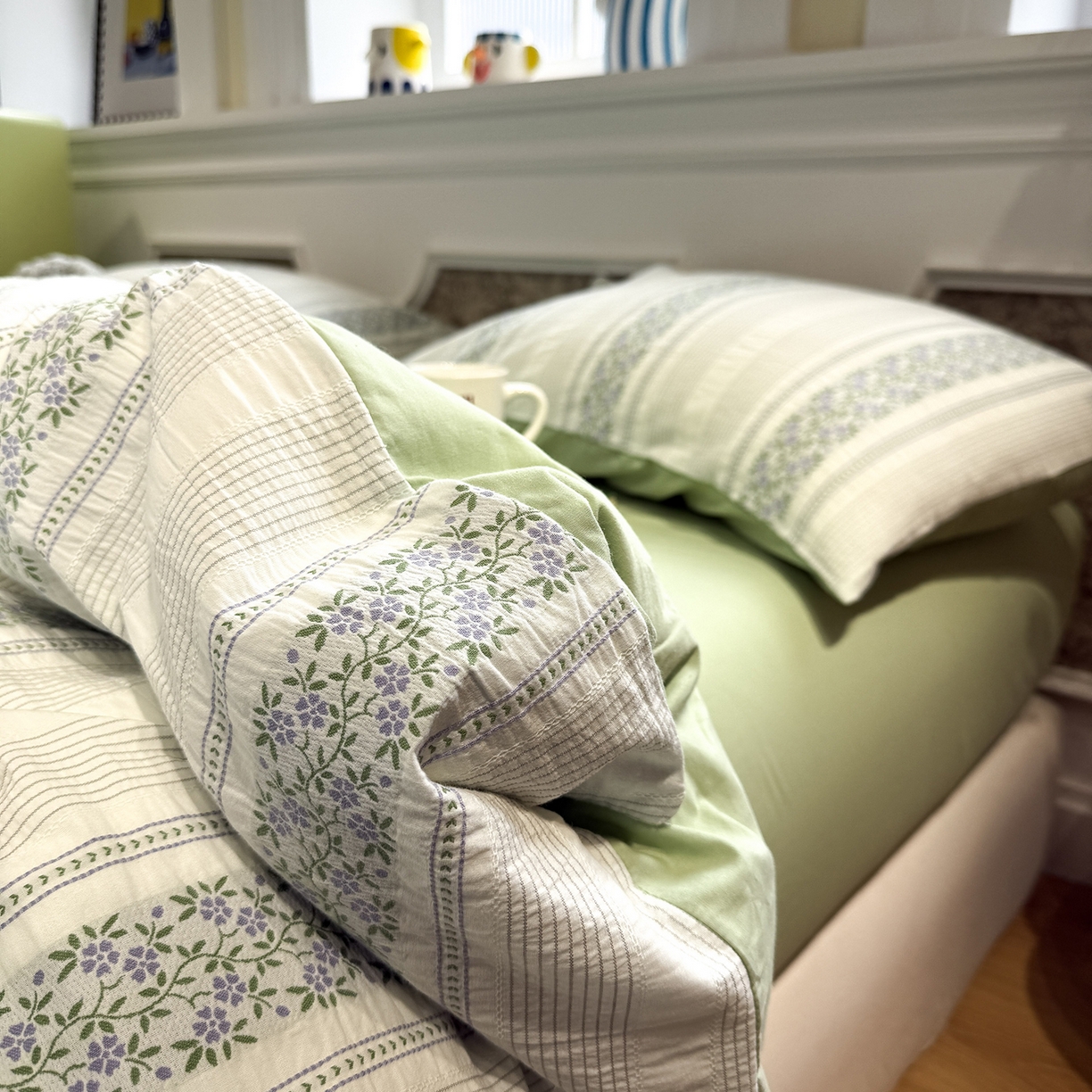 91家纺网 家纺一手货源 找家纺 珺柔家纺 2026新款A版色织提花B版水洗棉四件套 韶华