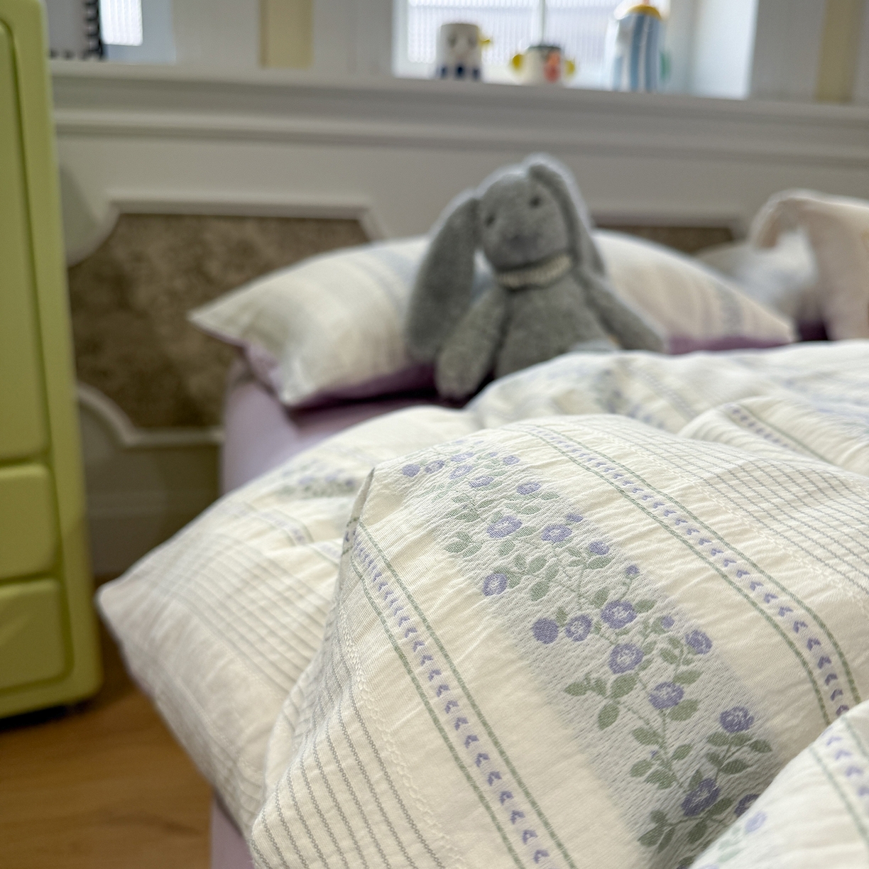 91家纺网 家纺一手货源 找家纺 珺柔家纺 2026新款A版色织提花B版水洗棉四件套 晚棠