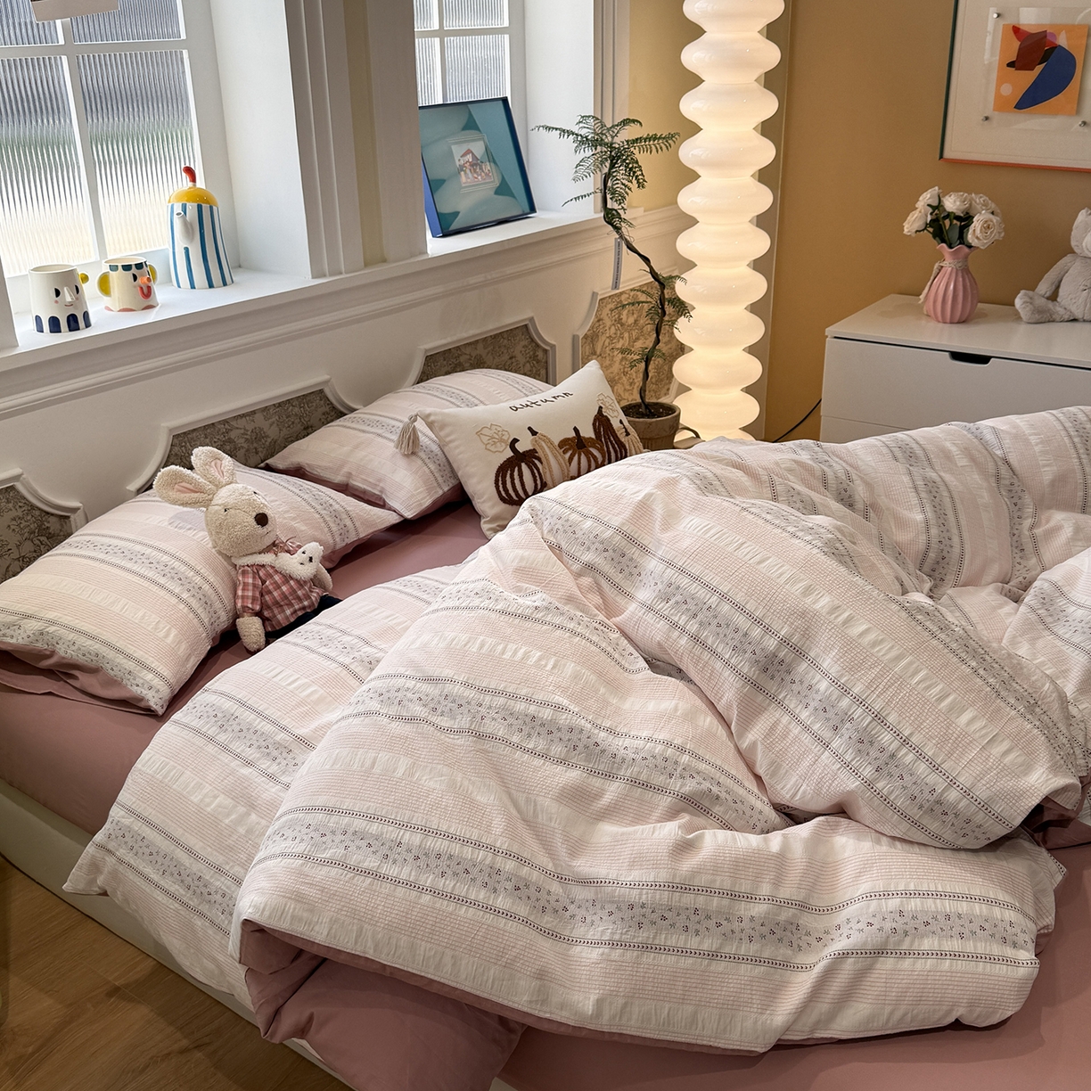 91家纺网 家纺一手货源 找家纺 珺柔家纺 2026新款A版色织提花B版水洗棉四件套 芳菲