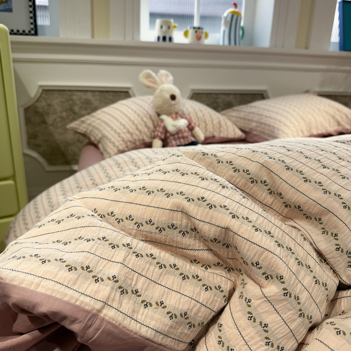 91家纺网 家纺一手货源 找家纺 珺柔家纺 2026新款A版色织提花B版水洗棉四件套 星梅