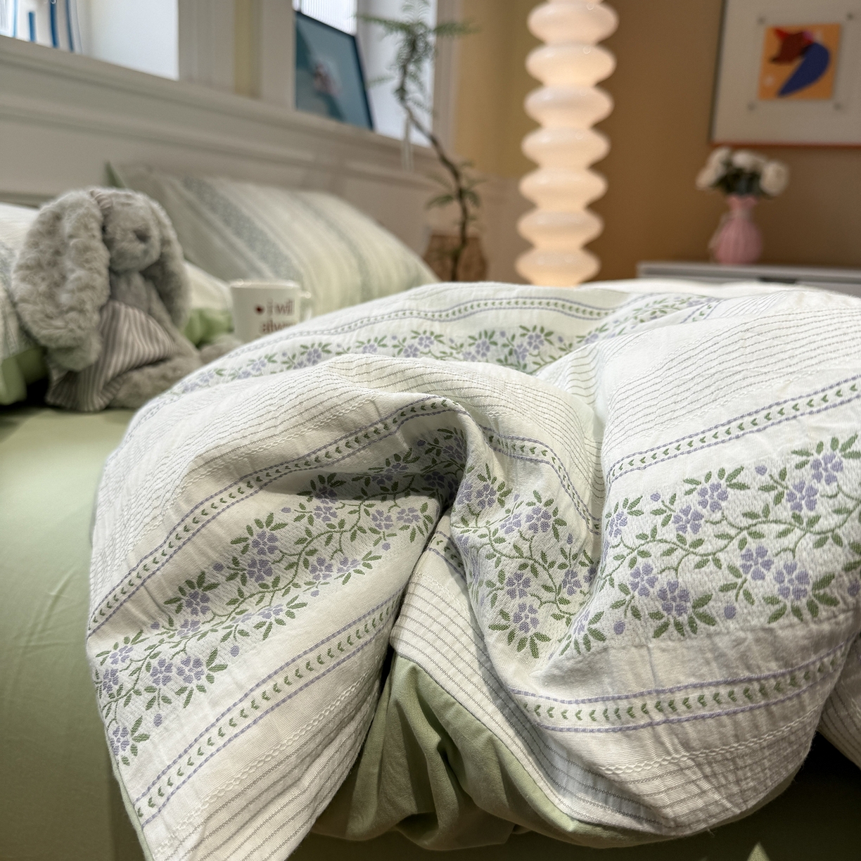 91家纺网 家纺一手货源 找家纺 珺柔家纺 2026新款A版色织提花B版水洗棉四件套 韶华