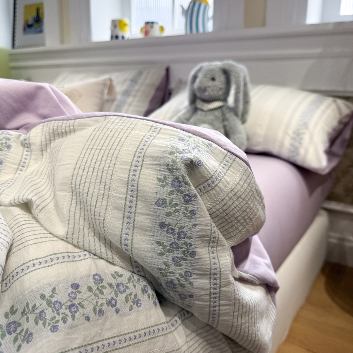 91家纺网 家纺一手货源 找家纺 珺柔家纺 2026新款A版色织提花B版水洗棉四件套 晚棠