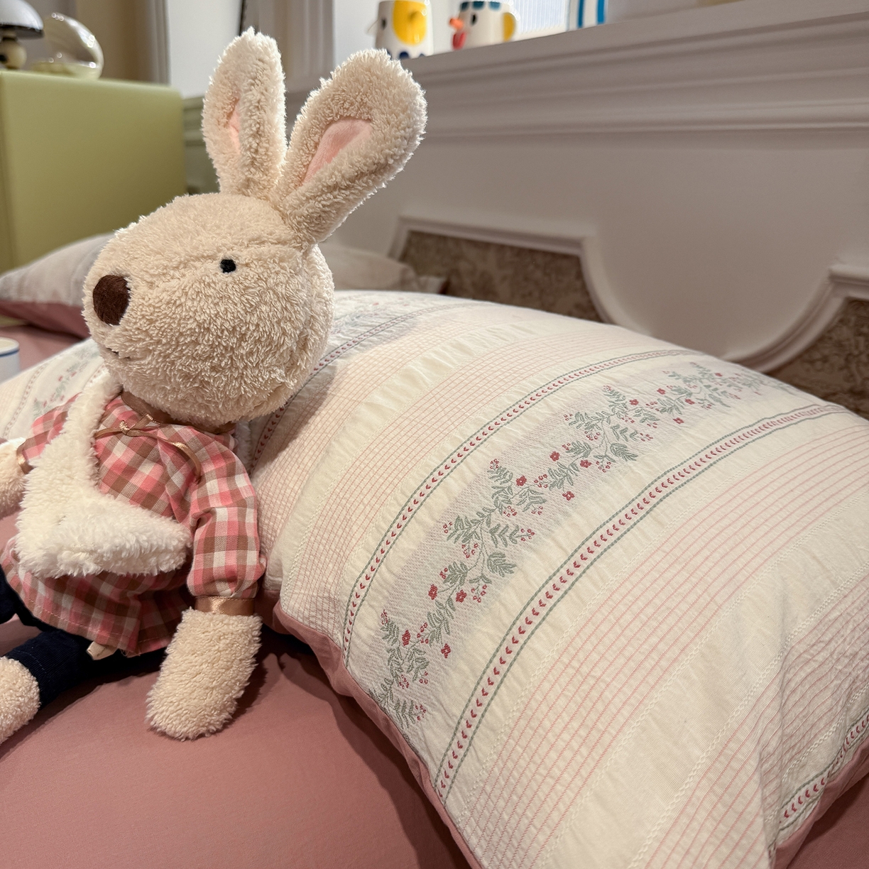 91家纺网 家纺一手货源 找家纺 珺柔家纺 2026新款A版色织提花B版水洗棉四件套 悠悠小花